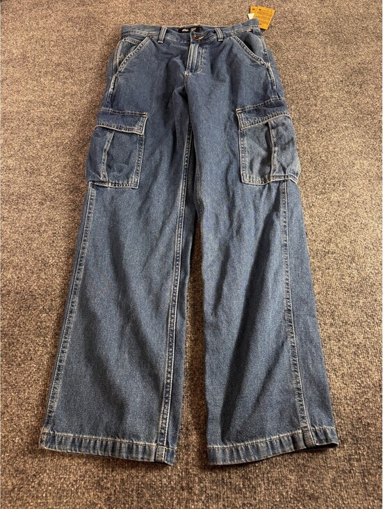 Vans Pants - Vans Service Women's Cargo Pants 29 Indigo Blue Denim Loose Tapered Fit Wide Leg